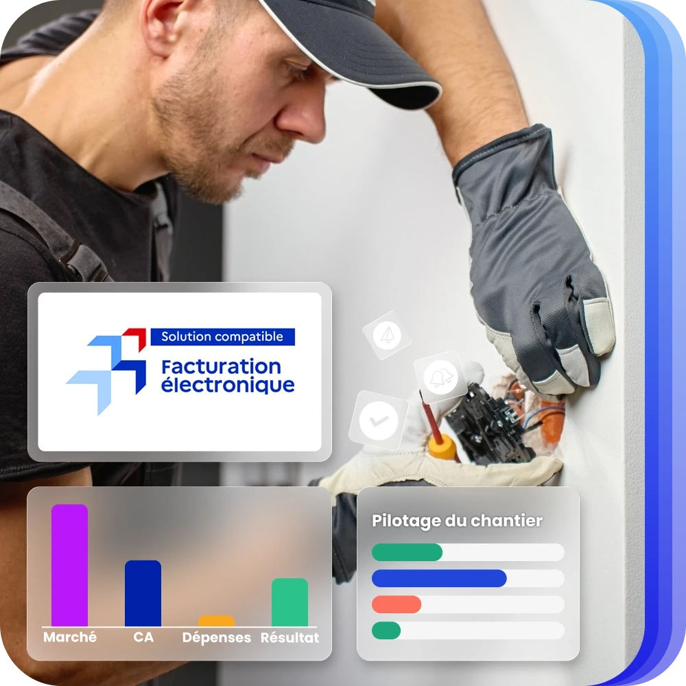 Electricien surun chantier BTP